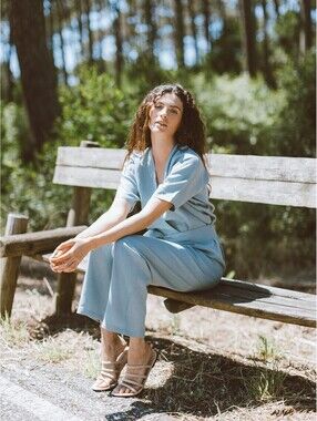 Love and Confuse Sz XL Linen Belted Dolman Sleeve Slouchy Jumpsuit